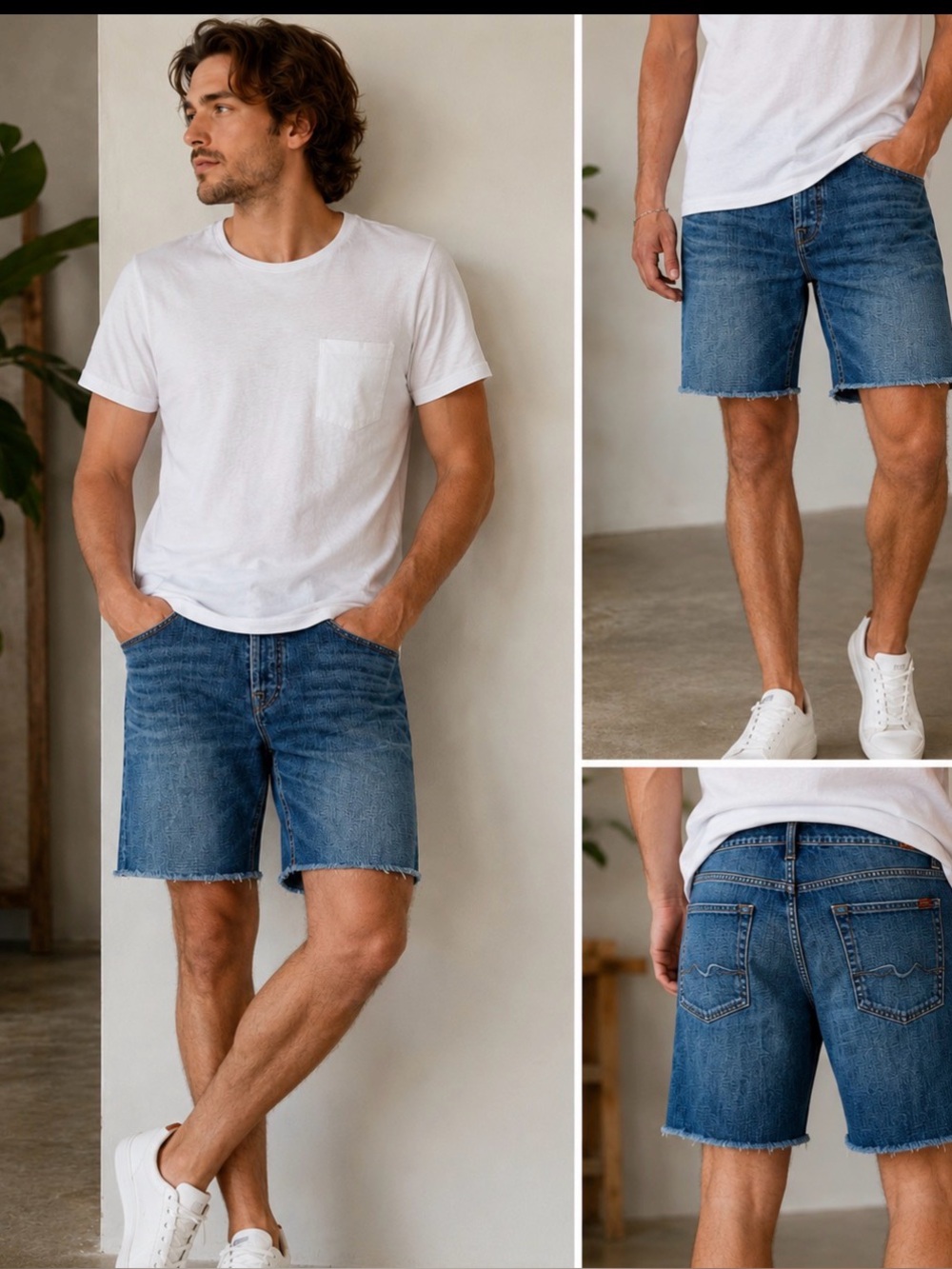 7 For All Mankind Rhigby Cutoff Denim Shorts Size 36